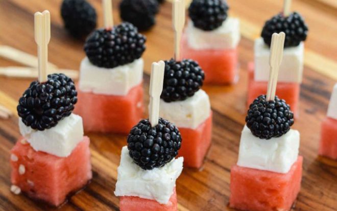 Blackberry-Watermelon and Feta Bites