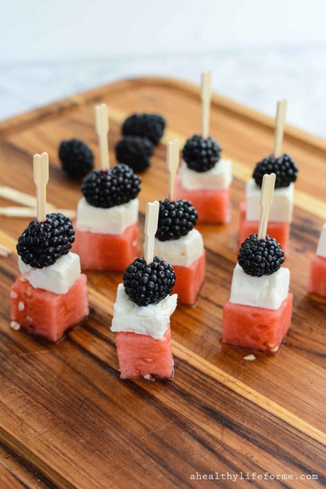 Blackberry-Watermelon and Feta Bites